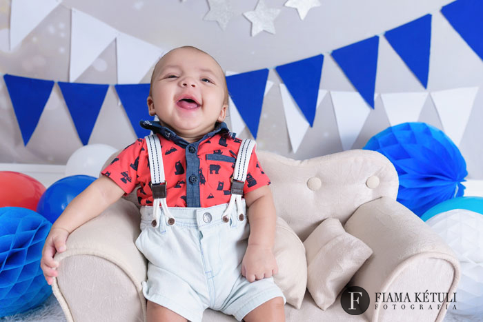 Ensaio de Bebê 4 meses Sorrindo em Estúdio