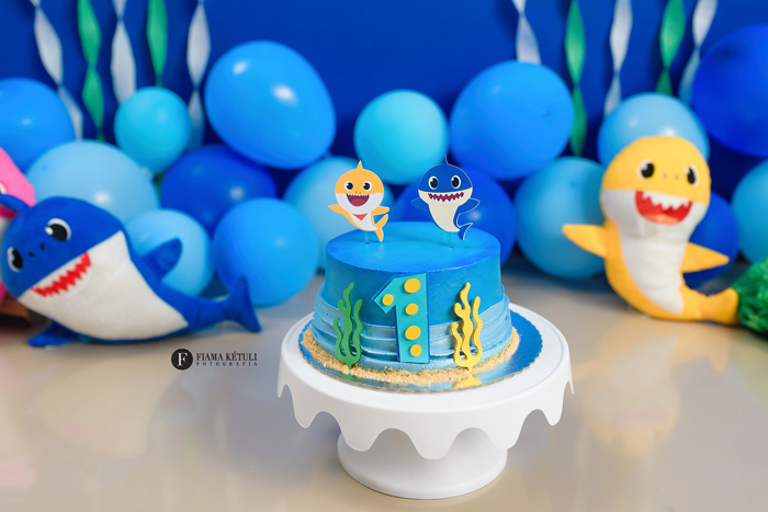 Bolo para Smash the Cake Baby Shark para menino Brasília