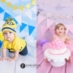 Fotos de bebe em estudio com cenario