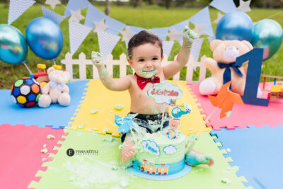 Smash the cake com cenário completo - Fotógrafa Brasília
